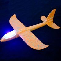 网红户外手抛泡沫儿童玩具拼装模型回旋发光闪灯投掷滑翔机|48CM发光橙色