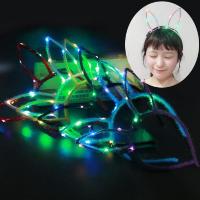 发光蝴蝶辫子闪光玩具儿童装饰七彩光纤丝夜光头发地推小礼品|发光十灯兔耳朵10个