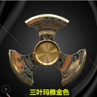 三角炫彩指尖陀螺七彩三叶金属手指陀螺旋转减压玩具真心话大冒险|三叶玛雅金色-纯钢款(静音不抖动5分5分左右)
