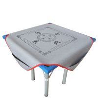 麻将桌布家用加厚麻将垫1米皮正方形麻将布桌布带兜垫子带兜|A[加厚]灰色带字麻将桌布