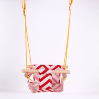 小孩玩具儿童秋千室内外家用布兜木婴幼儿荡秋千户外吊椅宝宝秋千|红色 1米门框(适用65-85CM)