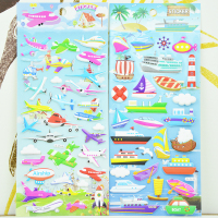 男孩软贴画卡通小汽车立体贴纸飞机轮船小贴贴交通工具贴纸画|汽车01+02