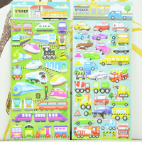 男孩软贴画卡通小汽车立体贴纸飞机轮船小贴贴交通工具贴纸画|汽车03+04