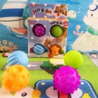 DZQ婴儿感统触觉手抓球玩具 训练球宝宝按摩感知软球波波球BB器 捏捏BB器一套4个