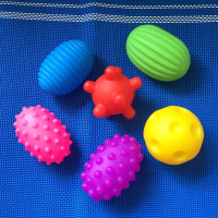 DZQ婴儿感统触觉手抓球玩具 训练球宝宝按摩感知软球波波球BB器 捏捏BB器椭圆形6个装