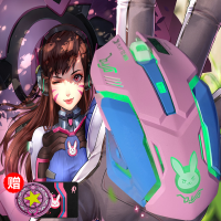 电脑机械鼠标静音守望先锋联名款粉色dva电竞游戏吃鸡lol女生鼠标