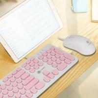 圆形朋克复古键盘鼠标套装 机械手感 悬浮按键电脑笔记本办公家用