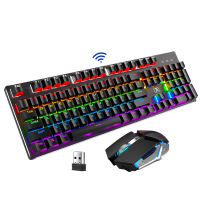 可充电式无线机械键盘鼠标套装青轴黑轴笔记本电脑台式游戏专用电竞办公家用吃鸡外设网红2.4g无限真键鼠套装