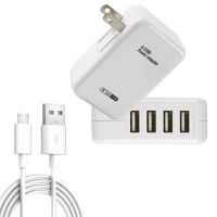 充电器手机id折叠快充头大功率5v3a4多口双闪充|4口白边 标配不带线