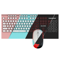 无线键盘鼠标套装带手托办公家用打字轻薄静音复古男生女生粉色黑色 蓝牙台式电脑笔记本外接键鼠套装