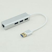 笔记本有线网卡外置rj453.0千兆转换器接头免驱以太网网线|百兆网口+3个3.0扩展银色