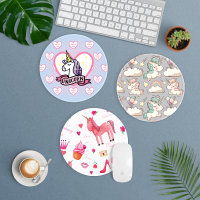 鼠标垫圆形小号可爱女生粉色猫爪独角兽小巧方便携带笔记本鼠标垫