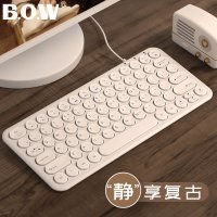 迷你有线专用打字键盘电脑静音无线巧克力外接小型便携台式机办公女生可爱bowusb无声薄航世笔记本鼠标套装