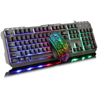 金属机械手感键盘鼠标套装有线家用发光台式电脑键盘吃鸡游戏键鼠