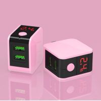 快充手机智能数显自动断电手机充电器头|白色 自动断电数显充电器+三合一数据线