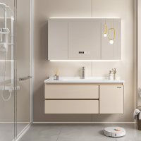 正泰CHNT浴室柜-A888 陶瓷一体盆化妆镜柜组合实木卫生间洗漱台洗脸盆奶油风