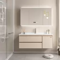 正泰CHNT浴室柜-A888 陶瓷一体盆化妆镜柜组合实木卫生间洗漱台洗脸盆奶油风