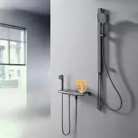 惠达(HUIDA)- TF366A无顶喷淋浴花洒全套香薰除氯精铜主体增压钢琴键置物简易花洒套装