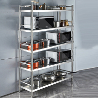 京严选不锈钢厨房置物架 落地不锈钢置物架 厨房收纳架微波炉架储物架货架家用架子烤箱架锅架柜