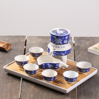 茶具套装家用陶瓷杯提梁茶壶现代简约6只装大杯子冷水壶干泡茶盘|牡丹自动茶具款套装+长方茶盘(收藏送滤网壶绳茶巾) 10件