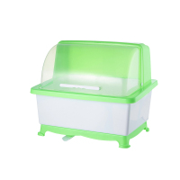 厨房装碗筷餐具收纳箱盒家用放碗沥水架半翻带盖密封防蟑螂特大号|【加大加厚】单层浅绿色破损包赔