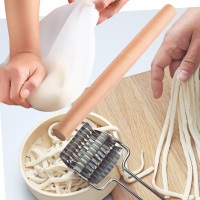 手动切面器家用面条机压面机不锈钢切面刀做面条的模具切面条神器|切面条器+揉面袋+擀面杖