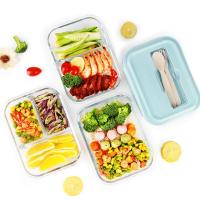 上班族耐热玻璃饭盒保鲜男女微波炉便当盒专用密封带盖碗套装