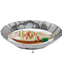 大号不锈钢折叠蒸笼多功能百变伸缩蒸架莲花蒸盘蒸屉水果盘|大号移动脚（直径26cm)配3个脚