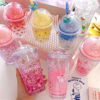 碎冰杯网红少女塑料杯子可爱水杯制冷便携双层学生夏天冰杯带吸管