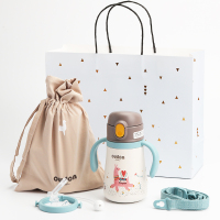 儿童保温杯羊驼带吸管手柄316不锈钢宝宝学饮水杯幼儿园防摔