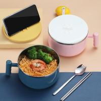 304不锈钢泡面碗带盖单个宿舍学生饭盒网红日式带把餐具大碗套装