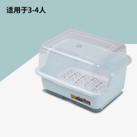 装碗筷收纳盒放碗箱沥水碗架厨房家用带盖碗盆碗碟置物架塑料碗柜|升级款抽屉式蓝色中号