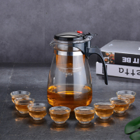 泡茶壶玻璃冲茶器过滤水单壶耐热温拆洗飘逸杯套装家用功夫茶具|重压900大肚配8个35ml杯