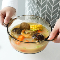 透明玻璃大碗单个家用餐具沙拉碗泡面碗带盖学生微波炉汤碗