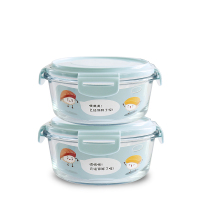 微波炉加热饭盒学生玻璃碗带盖保鲜盒圆形上班族保温便当餐盒套装