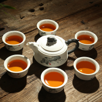 陶瓷茶具套装家用整套功夫紫砂冰裂茶杯茶具懒人泡茶器配件|七头新雪花釉风亮节龙把茶具