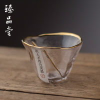 纯手工玻璃杯茶杯杯子小号描金锤纹水杯酒杯日式透明主人功夫单杯|描金线金杯