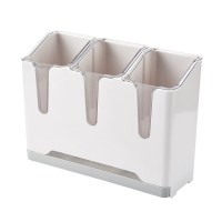 筷子篓置物架托壁挂式家用筷筒筷笼多功能厨房放勺子餐具的收纳盒|白色台面款【底部沥水托盘设计】