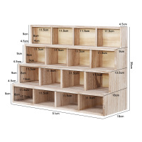 桌面实木收纳盒置物架博古架茶道配茶具茶杯架茶托茶棚杯托杯垫|16阶梯轻烧
