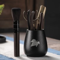 家用个性茶道黑檀实木六君子功夫茶具配件茶勺茶夹茶刷大全套装|枫叶茶黑檀六君子
