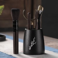 家用个性茶道黑檀实木六君子功夫茶具配件茶勺茶夹茶刷大全套装|寒梅黑檀六君子