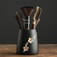 家用个性茶道黑檀实木六君子功夫茶具配件茶勺茶夹茶刷大全套装|双梅争艳黑檀六君子