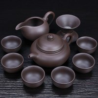 家用紫砂功夫茶具套装 整套陶瓷茶壶茶杯茶道礼品茶具套装|10头原矿紫砂仿古