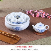 茶具套装潮汕功夫茶具小型泡茶家用白瓷茶壶茶杯现代简约陶瓷茶盘|8寸花开富贵茶壶款送茶夹茶巾