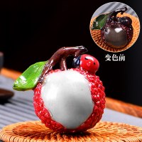 同款变色荔枝茶宠茶宠物摆件精品可养玩创意个性浇水茶具配件|4-变色荔枝茶宠(七星瓢虫)一枚荔枝