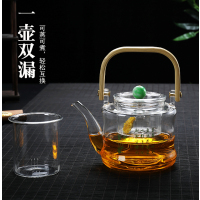 玻璃煮茶壶提梁壶蒸汽煮茶器烧泡茶壶电热煮茶烧水壶锤纹竹把家用|竹节双胆蒸煮壶
