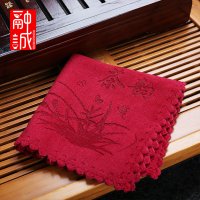 吸水加厚茶巾 纤维茶道茶布功夫茶具配件茶巾抹布棉麻茶桌布|【茶韵茶巾】红色
