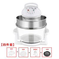 人气多功能空气炸锅大容量烘烤电炸锅家用可透视无油光波炉|D11-17升四件套赠说明书和食谱