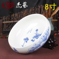 茶洗大号特大家用笔洗青花瓷陶瓷茶具配件洗茶碗茶道配水盂水洗|荷塘春色[8寸青花茶洗]