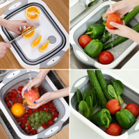 多功能折叠洗菜盆家用加厚砧板防霉洗菜沥水篮便携切菜水果三合一